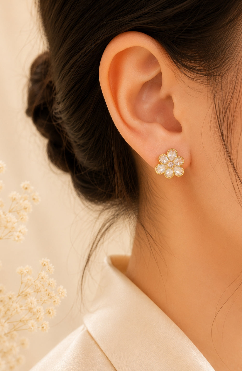 Women's lightweight floral pearl earrings by NAXAYA
