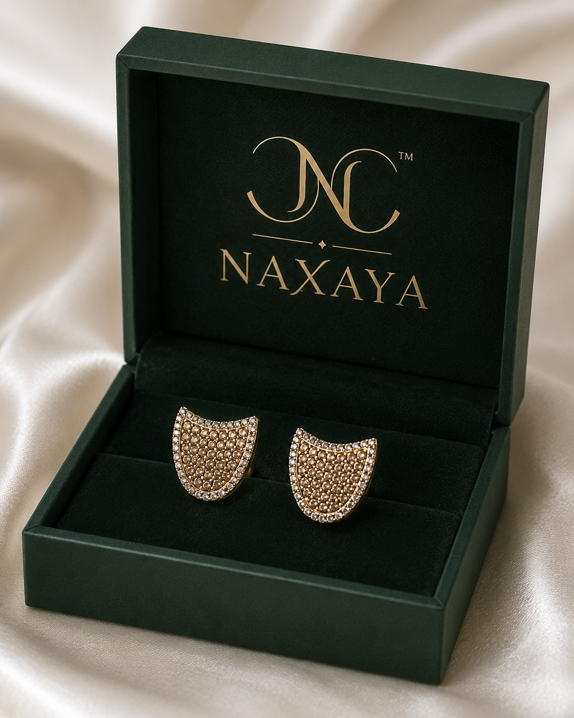 NAXAYA Xavya Crystal Clip-On Earrings | 18K Gold Plated Stainless Steel