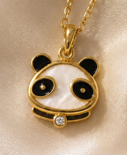 Panda Belle Pendant Necklace – Gold-Plated Charm with Crystal Accent