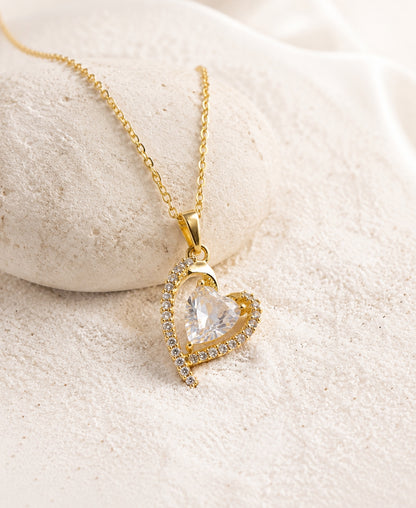 Eternal Heart Crystal Pendant Necklace – Gold-Plated Elegance