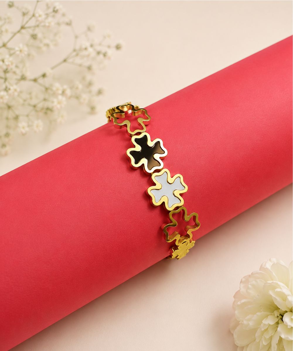  NAXAYA Arvelle Bracelet for Women - 18K Gold Plated - Stainless Steel Adjustable Bracelet