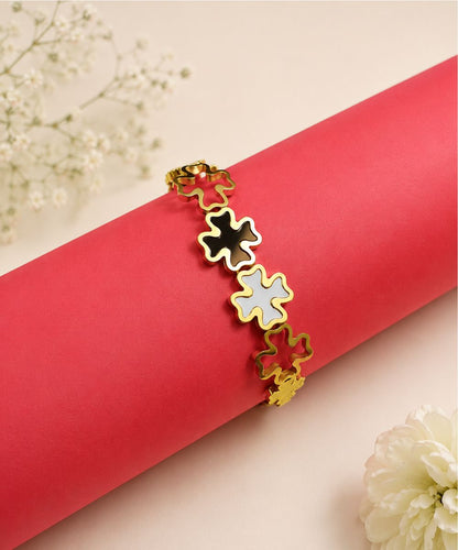  NAXAYA Arvelle Bracelet for Women - 18K Gold Plated - Stainless Steel Adjustable Bracelet