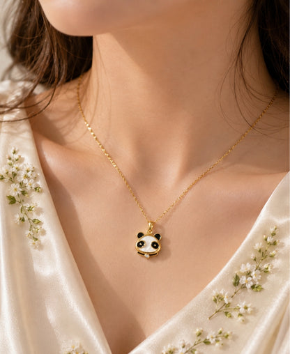 Panda Belle Pendant Necklace – Gold-Plated Charm with Crystal Accent