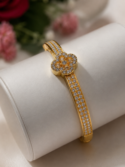 Gold Plated Four Petal Clover Bracelet for Women