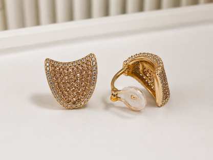 NAXAYA Xavya Crystal Clip-On Earrings | 18K Gold Plated Stainless Steel