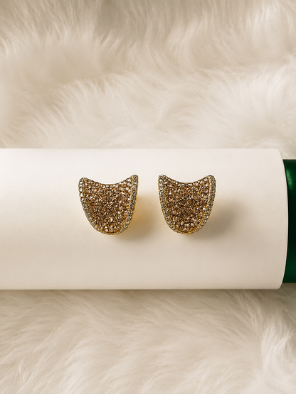 NAXAYA Xavya Crystal Clip-On Earrings | 18K Gold Plated Stainless Steel
