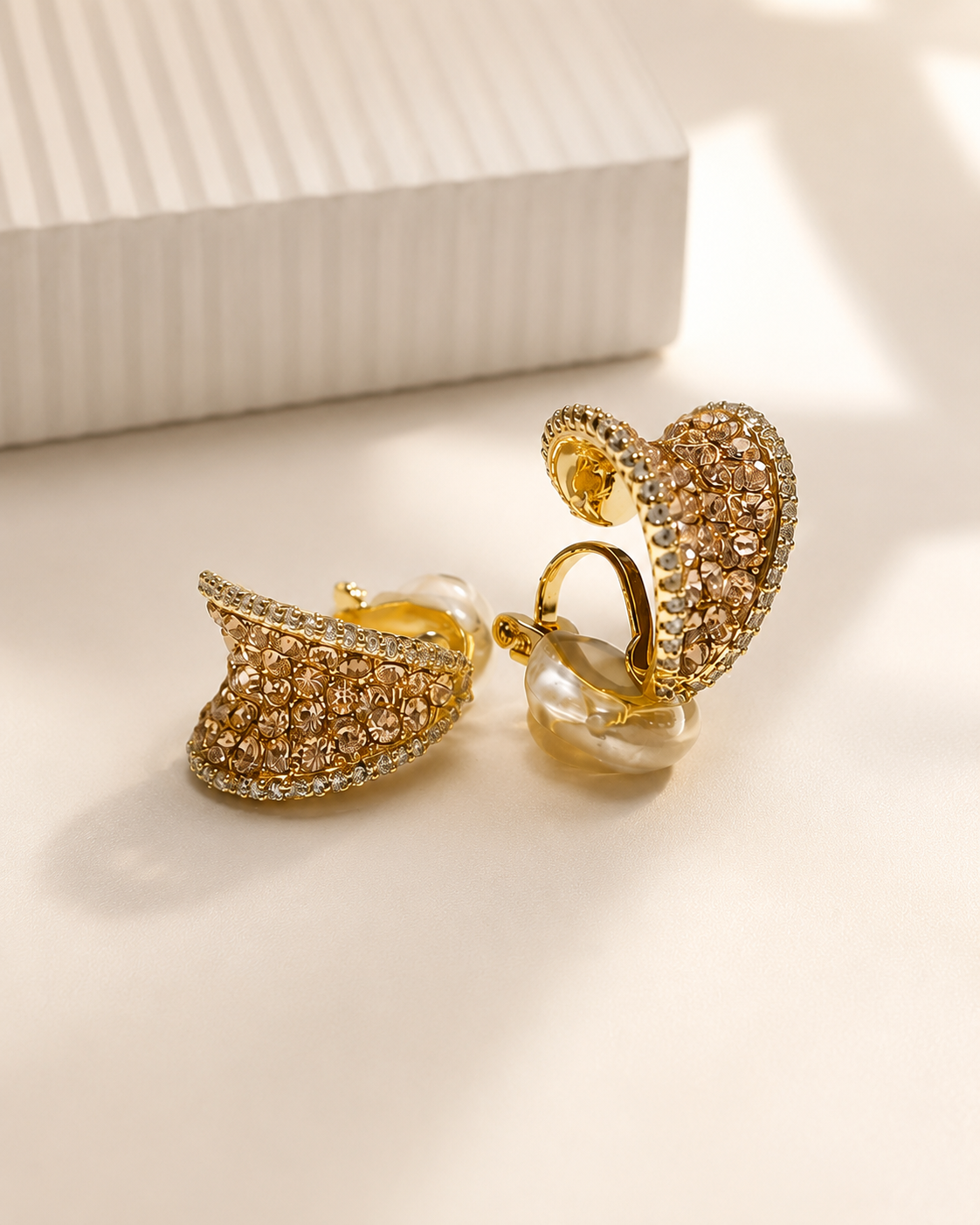NAXAYA Xavya Crystal Clip-On Earrings | 18K Gold Plated Stainless Steel