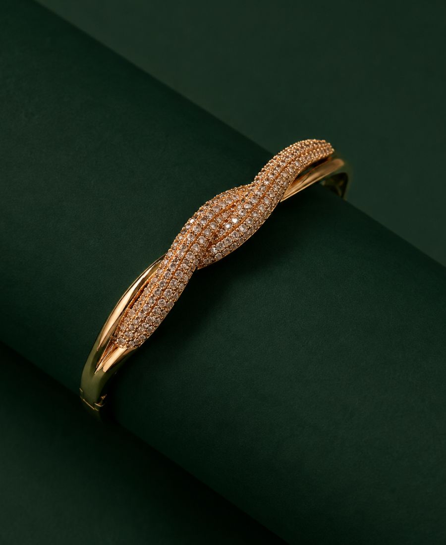 NAXAYA Aurevia Gold Plated Zircon Wave Bracelet