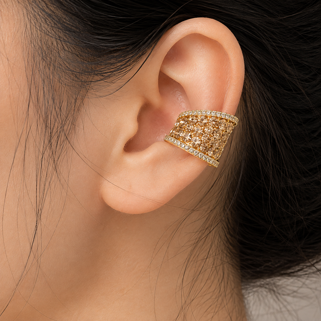 NAXAYA Xavya Crystal Clip-On Earrings | 18K Gold Plated Stainless Steel