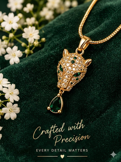 NAXAYA 18k Gold Plated Stainless Steel Panther Pendant Necklace, Waterproof & Anti-Tarnish Demi Fine Locket Chain Set, for women and girls.