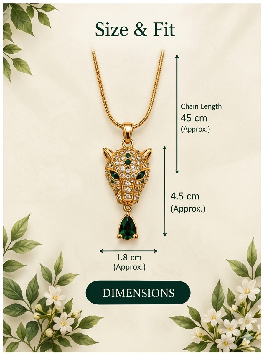 NAXAYA 18k Gold Plated Stainless Steel Panther Pendant Necklace, Waterproof & Anti-Tarnish Demi Fine Locket Chain Set, for women and girls.