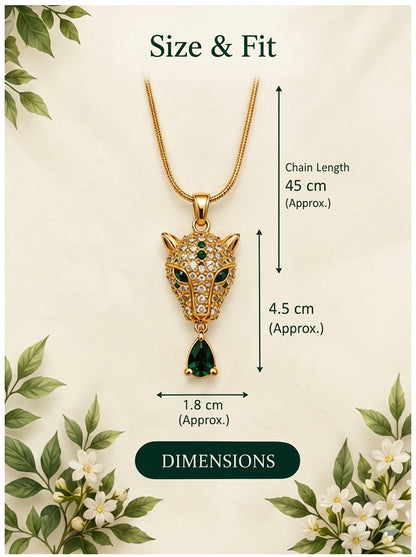 NAXAYA 18k Gold Plated Stainless Steel Panther Pendant Necklace, Waterproof & Anti-Tarnish Demi Fine Locket Chain Set, for women and girls.