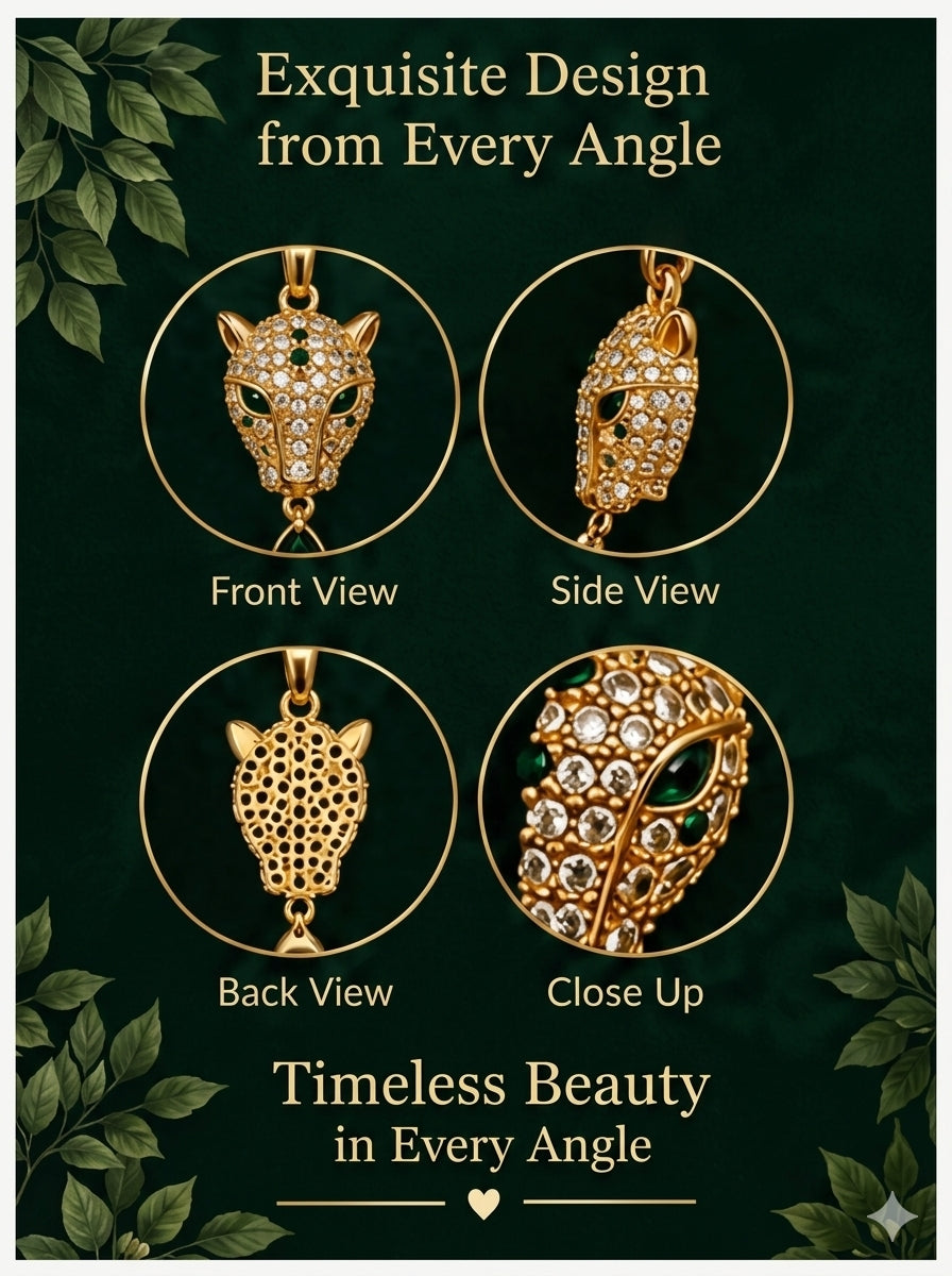 NAXAYA 18k Gold Plated Stainless Steel Panther Pendant Necklace, Waterproof & Anti-Tarnish Demi Fine Locket Chain Set, for women and girls.
