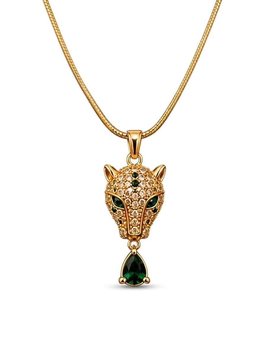 NAXAYA 18k Gold Plated Stainless Steel Panther Pendant Necklace, Waterproof & Anti-Tarnish Demi Fine Locket Chain Set, for women and girls.